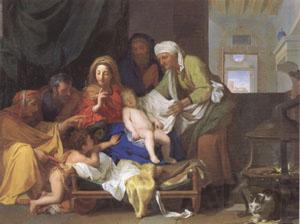 Brun, Charles Le Holy Family with the Infant Jesus Asleep (mk05) Norge oil painting art
